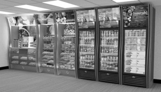 a row of vending machines